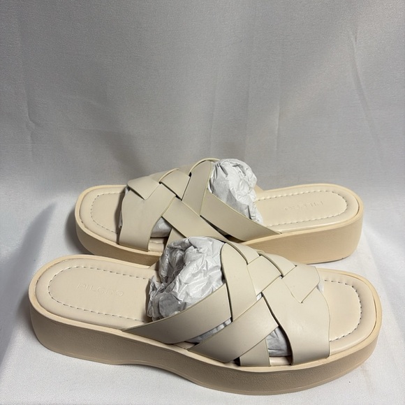 Anthropologie Pilcro Woven Slide Sandals Bone White Size 39/8.5 NEW - Picture 3 of 7